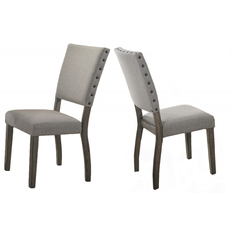 Antique Light Gray Dining Chair Set of 2, Fabric Upholstered Kitchen Side Chair, Nailhead Trim, Dining Room Chair Set