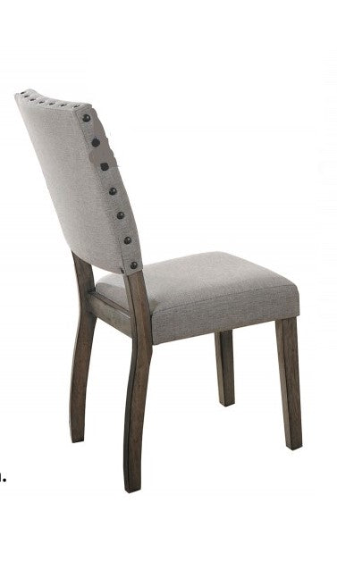 Antique Light Gray Dining Chair Set of 2, Fabric Upholstered Kitchen Side Chair, Nailhead Trim, Dining Room Chair Set