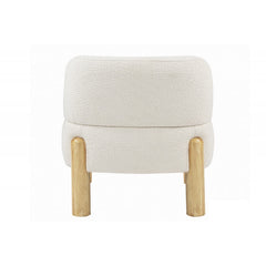 Glam Cream Burlap Armless Chair, Plush Fabric Upholstered Chair with Wooden Legs