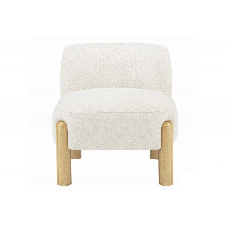 Glam Cream Burlap Armless Chair, Plush Fabric Upholstered Chair with Wooden Legs