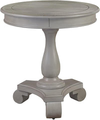 Transitional Antique Round End Table, Living Room Sofa Side Wood Table, Gray