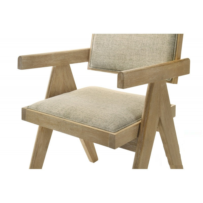 Light Oak Wood Dining Chair Set of 2, Upholstered Armchair for Dining Room Kitchen Home,