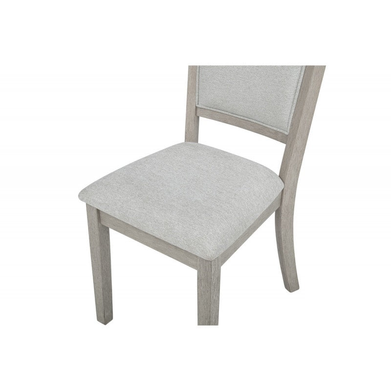 Rustic Oak Wood Dining Chair Set of 2, Fabric Upholstered Kitchen Side Chair, Gray