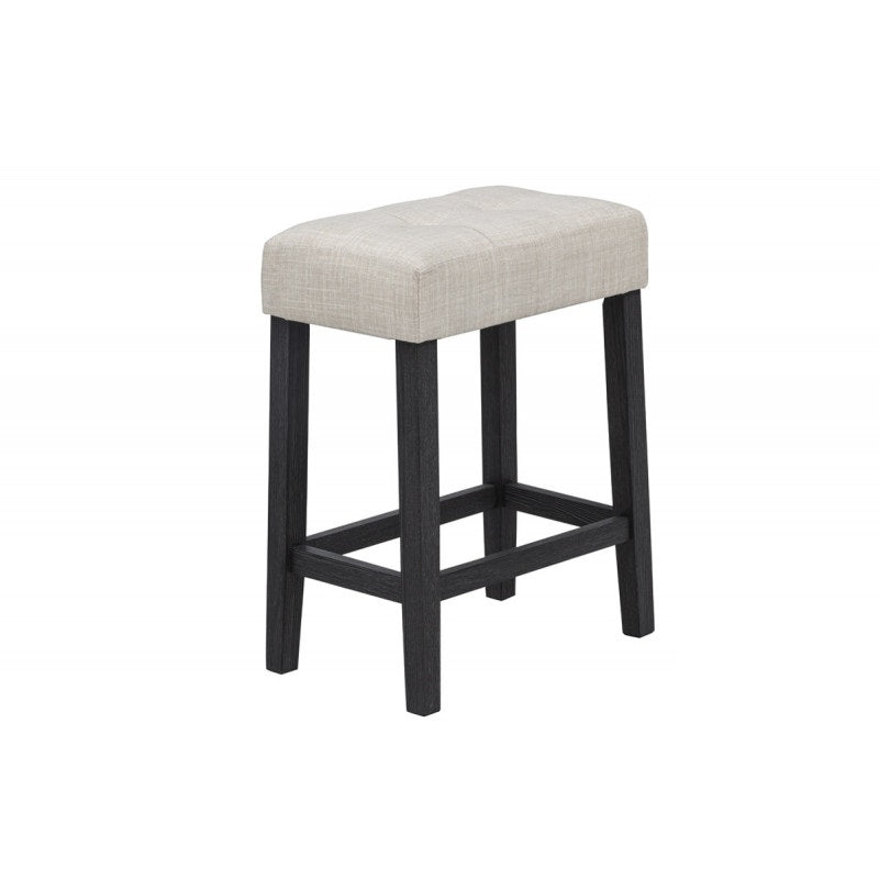Black/Beige Polyester Counter Height Stools (Set of 2), Dining Room Kitchen Backless Bar Stool