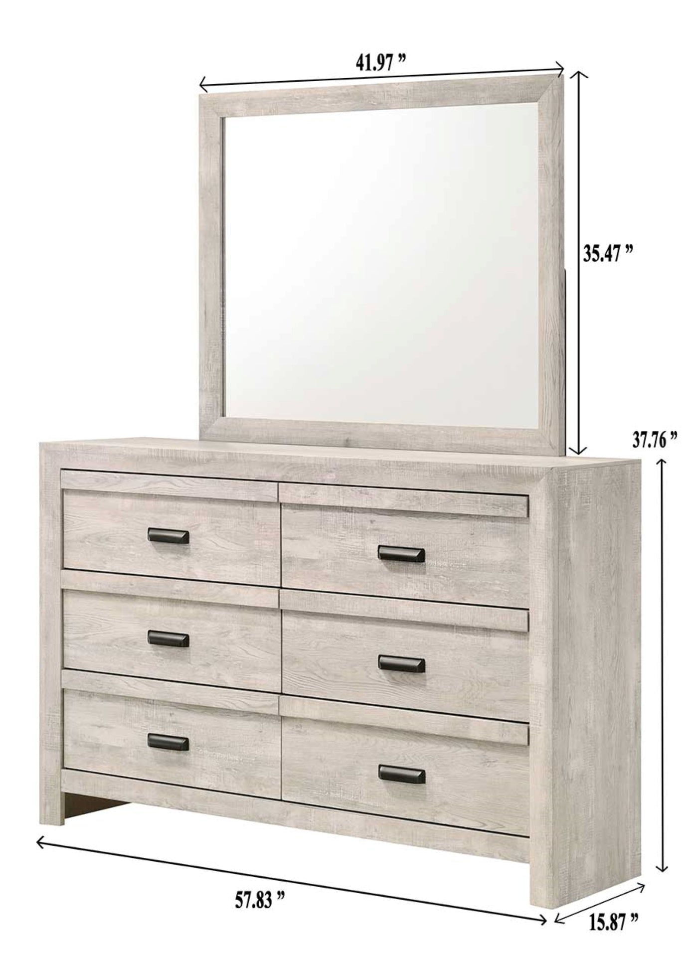 1pc Contemporary Dresser Six Storage Drawers Rustic Beige Gray Finish Bedroom Wooden Furniture