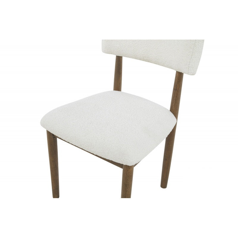 Contemporary Boucle Upholstered Dining Chairs (Set of 2) Solid Wood Legs, Plush Seat Kitchen Side Chair, Light Oak