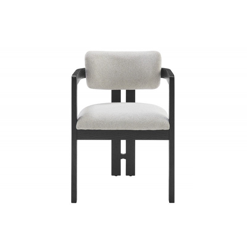 Modern Rustic Upholstered 1 Piece Dining Arm Chair, Solid Wood Frame Kitchen Side Chair, Black