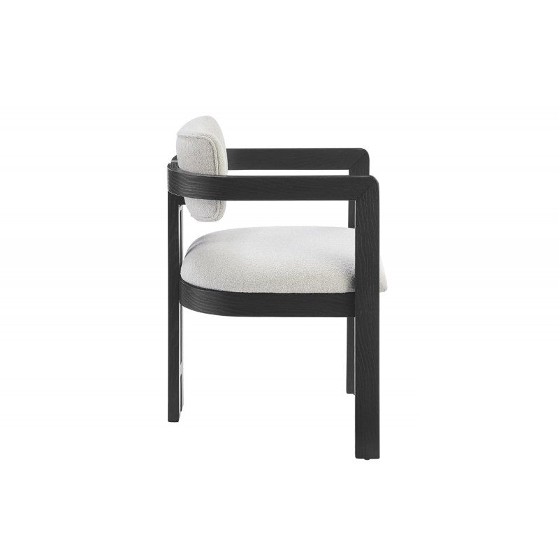 Modern Rustic Upholstered 1 Piece Dining Arm Chair, Solid Wood Frame Kitchen Side Chair, Black
