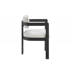 Modern Rustic Upholstered 1 Piece Dining Arm Chair, Solid Wood Frame Kitchen Side Chair, Black