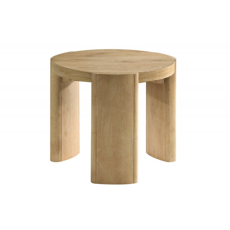 21 Inch Kepler Driftwood Finish Round Wood End Table, Modern Living Room 1Pc Sofa Side Table