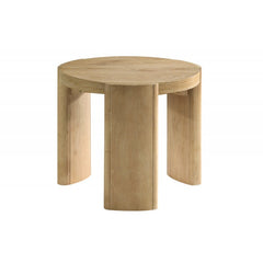 21 Inch Kepler Driftwood Finish Round Wood End Table, Modern Living Room 1Pc Sofa Side Table