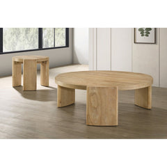 21 Inch Kepler Driftwood Finish Round Wood End Table, Modern Living Room 1Pc Sofa Side Table