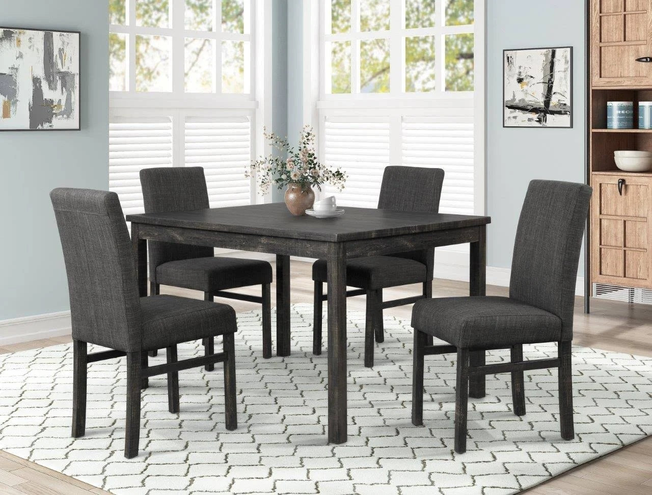 Transitional Dining Chair Set of 2, Linen Upholstered Side Chair for Home Kitchen and Dining Room, Charcoal