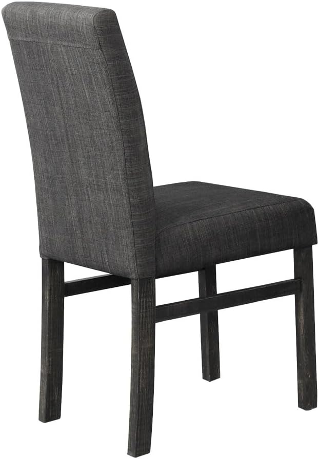 Transitional Dining Chair Set of 2, Linen Upholstered Side Chair for Home Kitchen and Dining Room, Charcoal