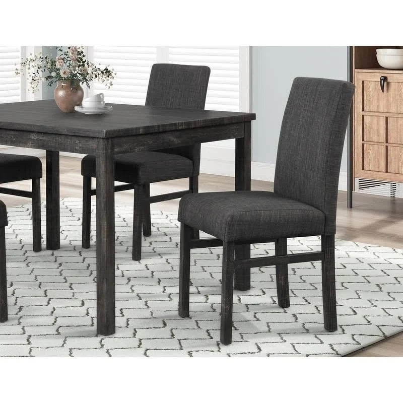 Transitional Dining Chair Set of 2, Linen Upholstered Side Chair for Home Kitchen and Dining Room, Charcoal