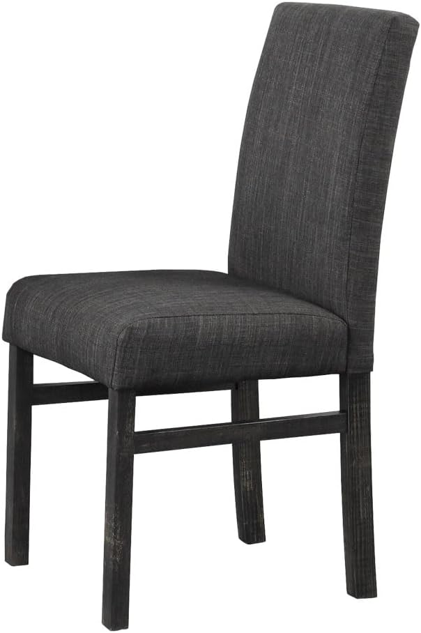 Transitional Dining Chair Set of 2, Linen Upholstered Side Chair for Home Kitchen and Dining Room, Charcoal