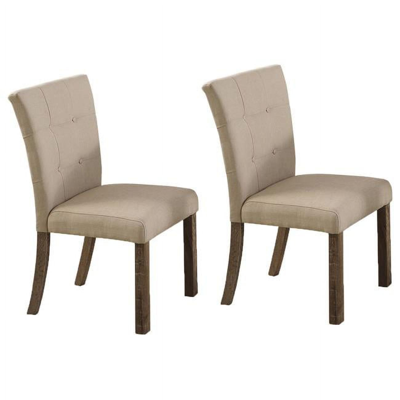 Set of 2 Upholstered Dining Chair, Tufted Back Padded Seat Dining Room Kitchen Side Chair with Wood Legs, Light Gray