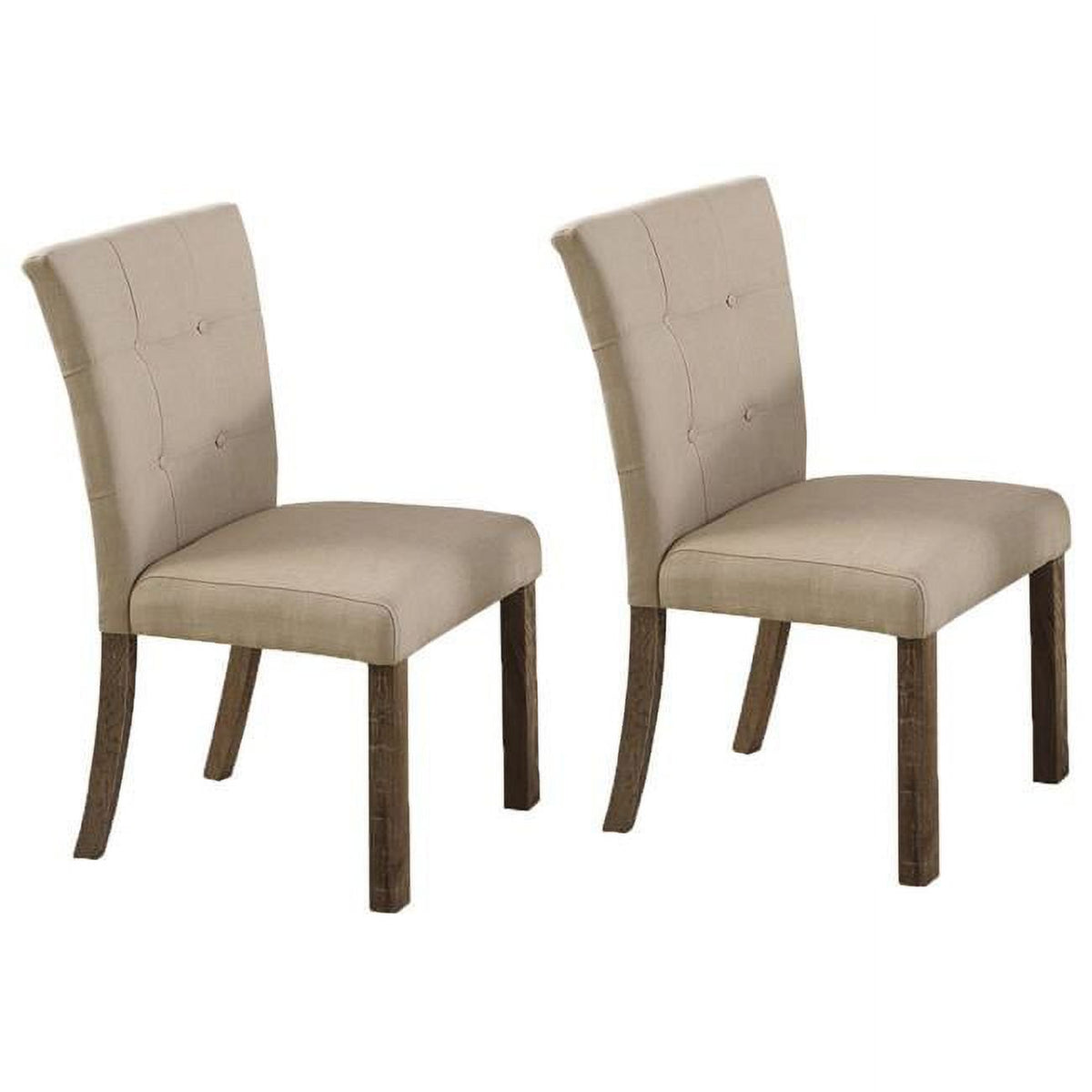 Set of 2 Upholstered Dining Chair, Tufted Back Padded Seat Dining Room Kitchen Side Chair with Wood Legs, Light Gray