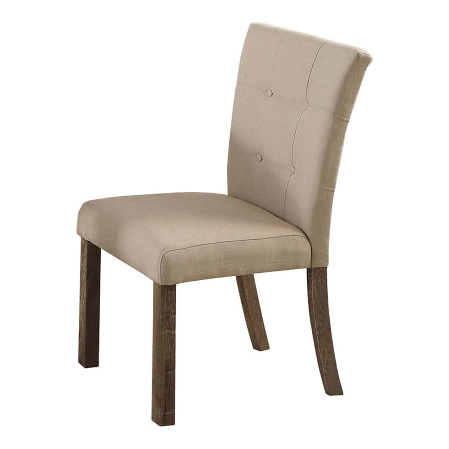 Set of 2 Upholstered Dining Chair, Tufted Back Padded Seat Dining Room Kitchen Side Chair with Wood Legs, Light Gray