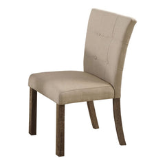 Set of 2 Upholstered Dining Chair, Tufted Back Padded Seat Dining Room Kitchen Side Chair with Wood Legs, Light Gray