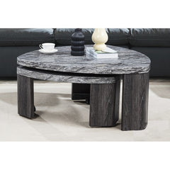Granite Gray Triangle Faux Marble Coffee Table Set of 2, Modern Living Room Sofa Side Nesting Table Set