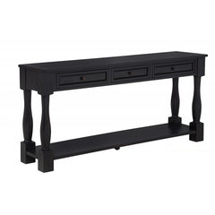 63" Long Console Table with Drawers and Shelf for Entryway, Hallway, Living Room, Acacia Wood Table, Espresso Finish