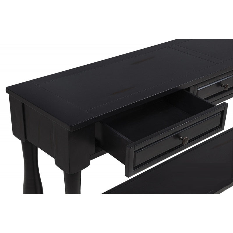 63" Long Console Table with Drawers and Shelf for Entryway, Hallway, Living Room, Acacia Wood Table, Espresso Finish