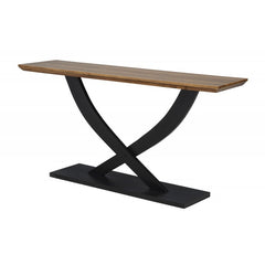 Living Room Wooden Console Table, Contemporary Style Sofa Table, Entryway Accent Table with Cross Legs Design, Natural/Espresso