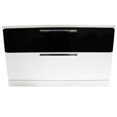 Modern Bedroom 2-Drawer Nightstand, White/Black Lacquer Finish Bedside Table