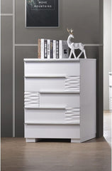 Modern Bedroom 5-Drawer Chest in White Lacquer, Poplar Wood Chest of Drawer