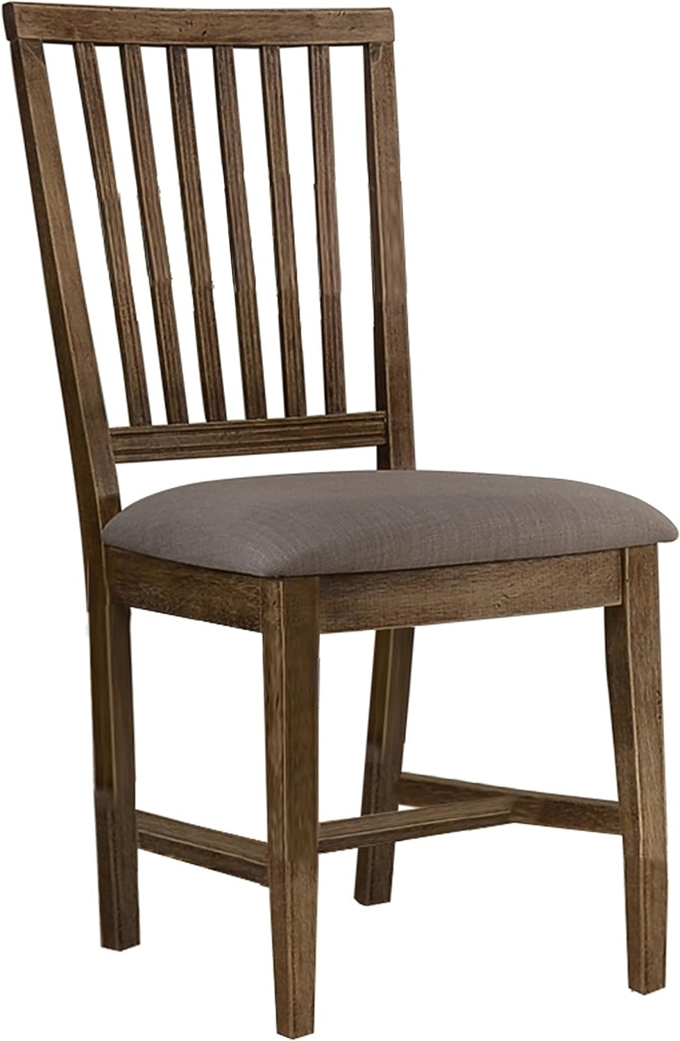 Natural Oak Wood Dining Chair Set of 2, Open Slat Back Kitchen Side Chair Set with Padded Cushion, Walnut Finish