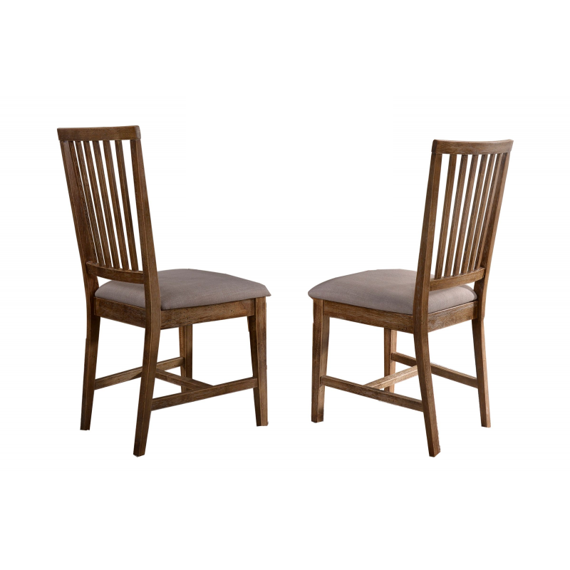 Natural Oak Wood Dining Chair Set of 2, Open Slat Back Kitchen Side Chair Set with Padded Cushion, Walnut Finish