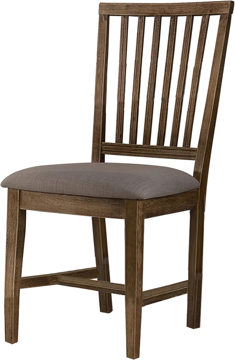 Natural Oak Wood Dining Chair Set of 2, Open Slat Back Kitchen Side Chair Set with Padded Cushion, Walnut Finish