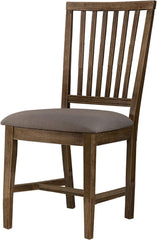 Natural Oak Wood Dining Chair Set of 2, Open Slat Back Kitchen Side Chair Set with Padded Cushion, Walnut Finish