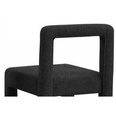 Modern Dining Chair Set of 2, Boucle Upholstered Kitchen Chair Set with Square Open Back, Black