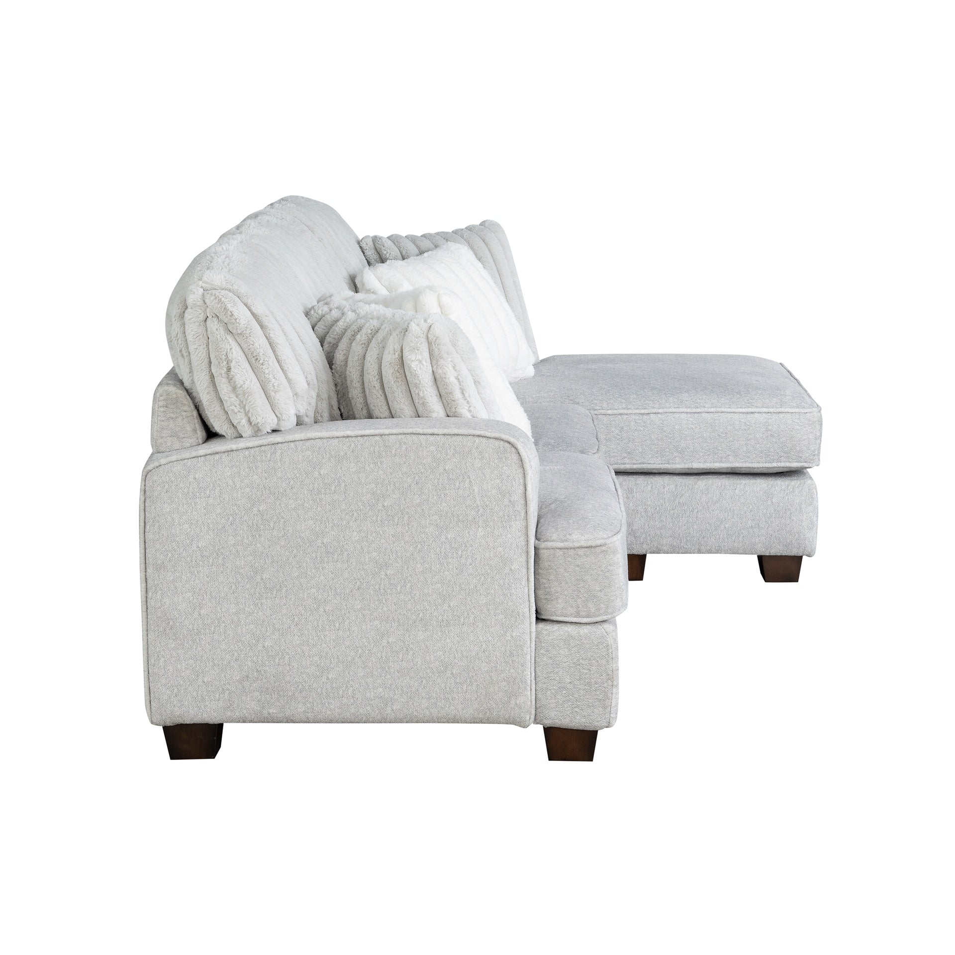 Modern Reversible Sectional Corner-blocked Frame Reversible Cushions Throw Pillows 100% Foam Livingroom Furniture Gray