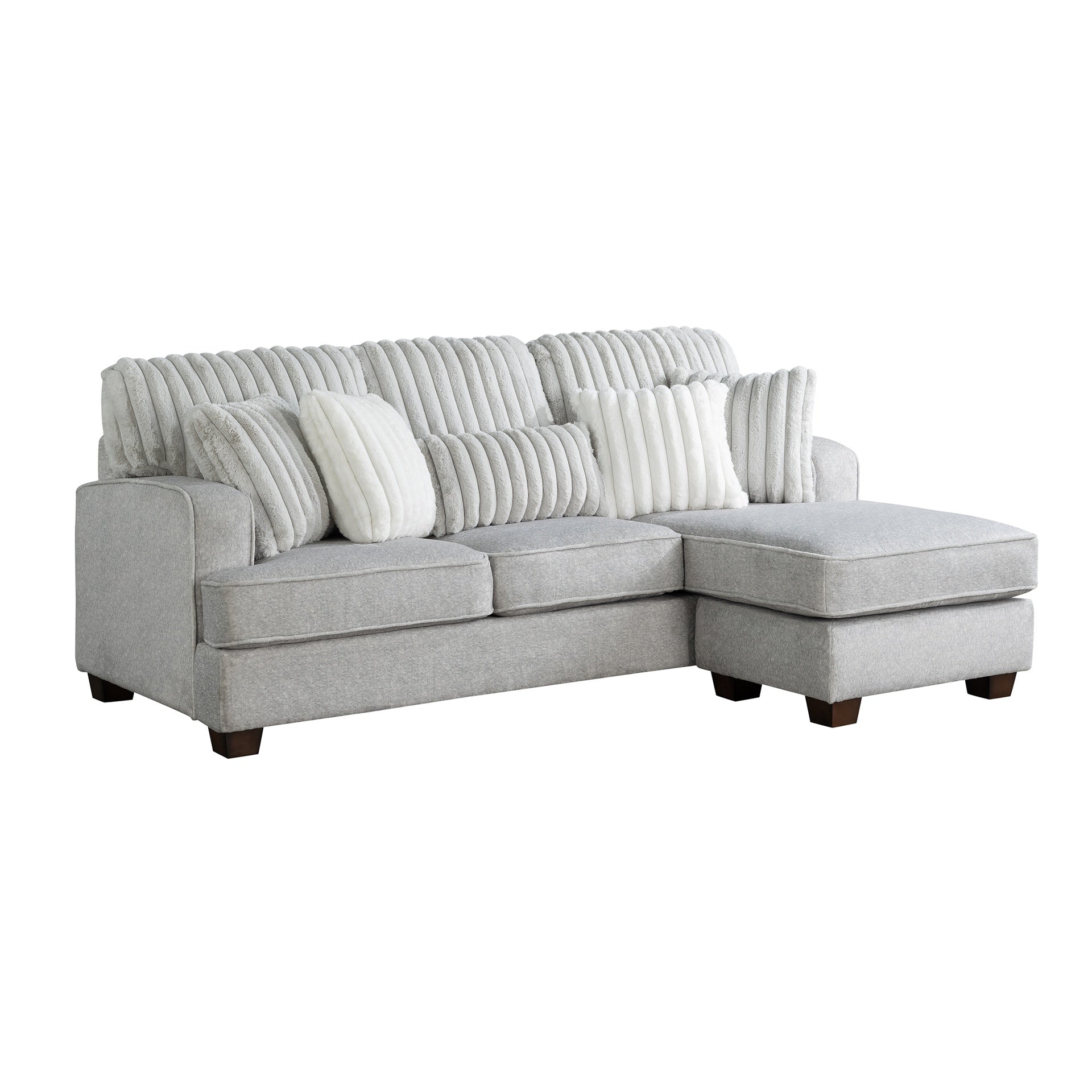 Modern Reversible Sectional Corner-blocked Frame Reversible Cushions Throw Pillows 100% Foam Livingroom Furniture Gray