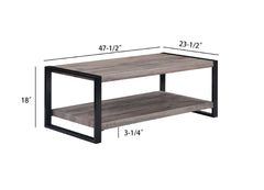 1pc Contemporary Coffee Table with Storage Shelf Rustic Brown Finish Living Room Wooden Furniture