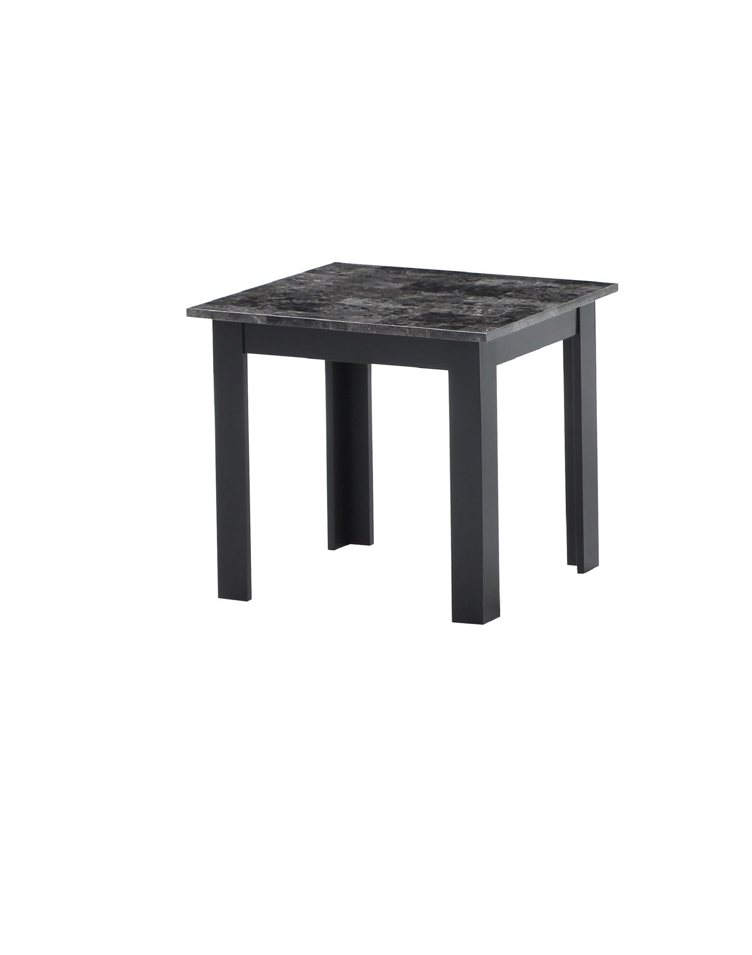 3pc Set Traditional Style Rectangular Coffee Table Square Shape End Table Wooden Legs Black Finish Faux Marble Top Wooden Furniture Gray Finish