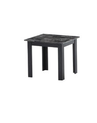 3pc Set Traditional Style Rectangular Coffee Table Square Shape End Table Wooden Legs Black Finish Faux Marble Top Wooden Furniture Gray Finish