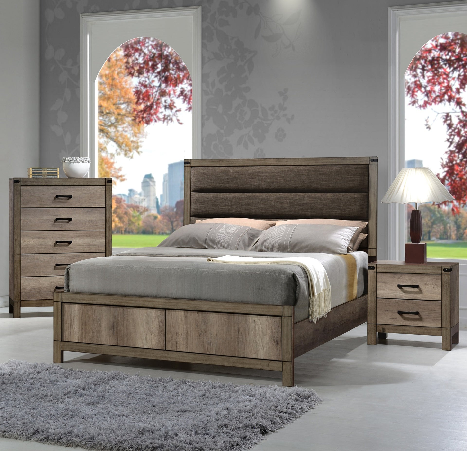 1pc Contemporary Five Drawer Chest Bedroom Solid Wood Wooden Furniture Brown Melamine Finish Rustic Furniture