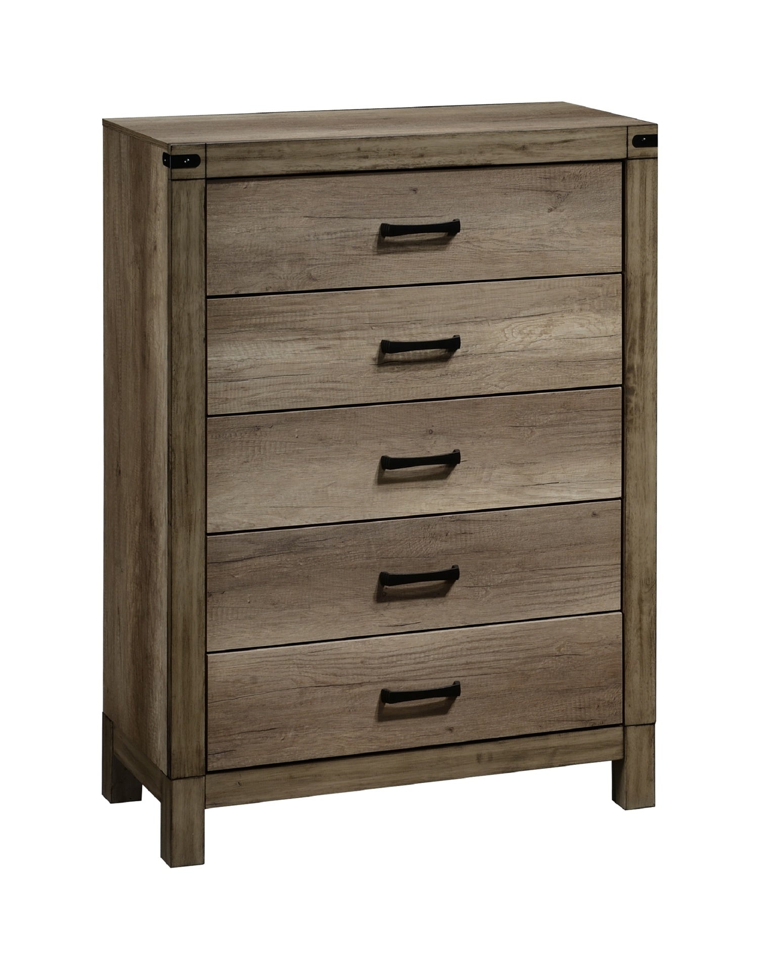 1pc Contemporary Five Drawer Chest Bedroom Solid Wood Wooden Furniture Brown Melamine Finish Rustic Furniture