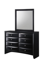 1Pc Contemporary 8 Drawer Dresser Black Finish Solid Wood Wooden Bedroom Furniture