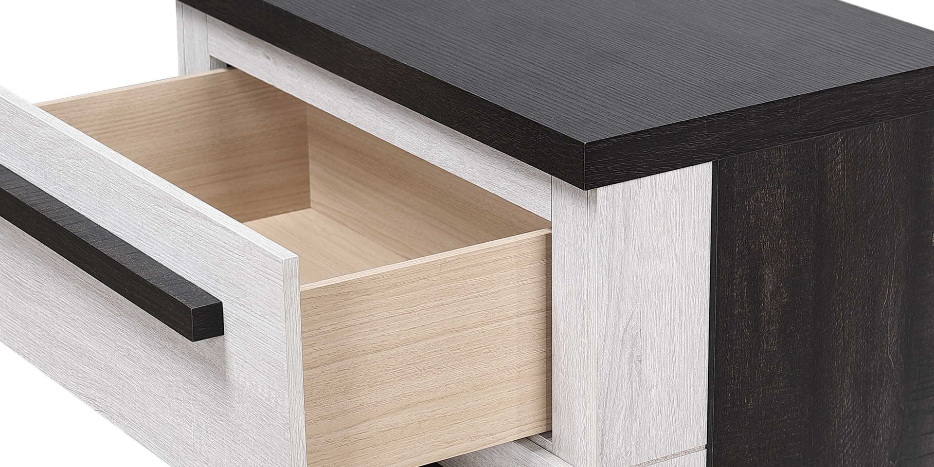 1pc Contemporary 4-Drawer Chest Chalk White and Black Finish Wooden Bedroom Furniture