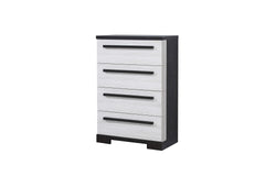 1pc Contemporary 4-Drawer Chest Chalk White and Black Finish Wooden Bedroom Furniture
