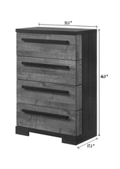 1pc Contemporary 4-Drawer Chest Chalk White and Black Finish Wooden Bedroom Furniture