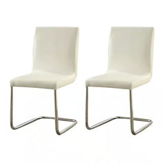Modern Elegance White Color Leatherette 2pcs Dining Chairs Chrome Metal Legs Dining Room Side Chairs
