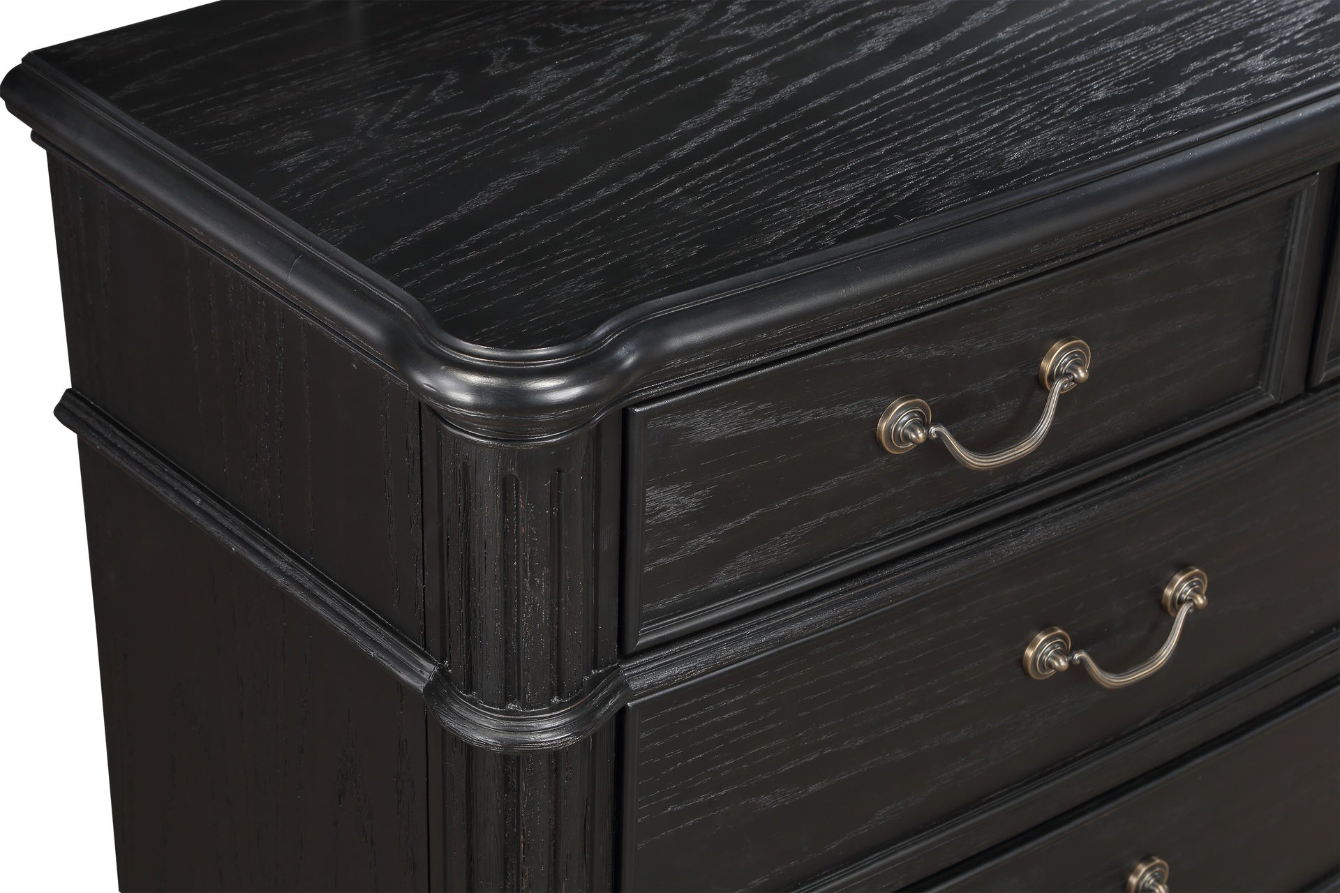 1pc Traditional Vintage Antique Drawer Pull 3-Drawer Nightstand Black Gray Dark Finish Bedroom Wooden Furniture