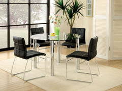 Black Color Leatherette 2pcs Dining Chairs Chrome Metal Legs Dining Room Side Chairs