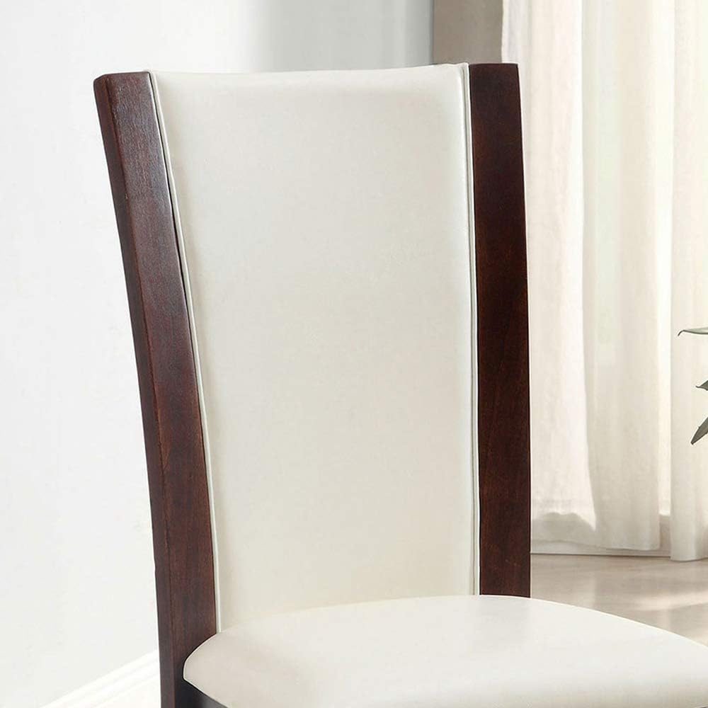Style Comfort Contemporary 2pcs Counter Height Chairs Dark Cherry And White Leatherette Cushion Seat Kitchen Dining Room Furniture